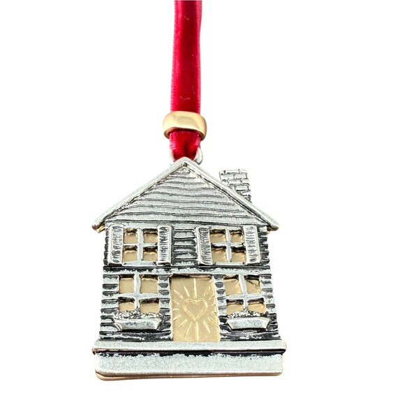 J. Jill Home Sweet Home Ornament Silver Gold Tone Velvet Ribbon Keepsake NWT - Picture 4 of 9